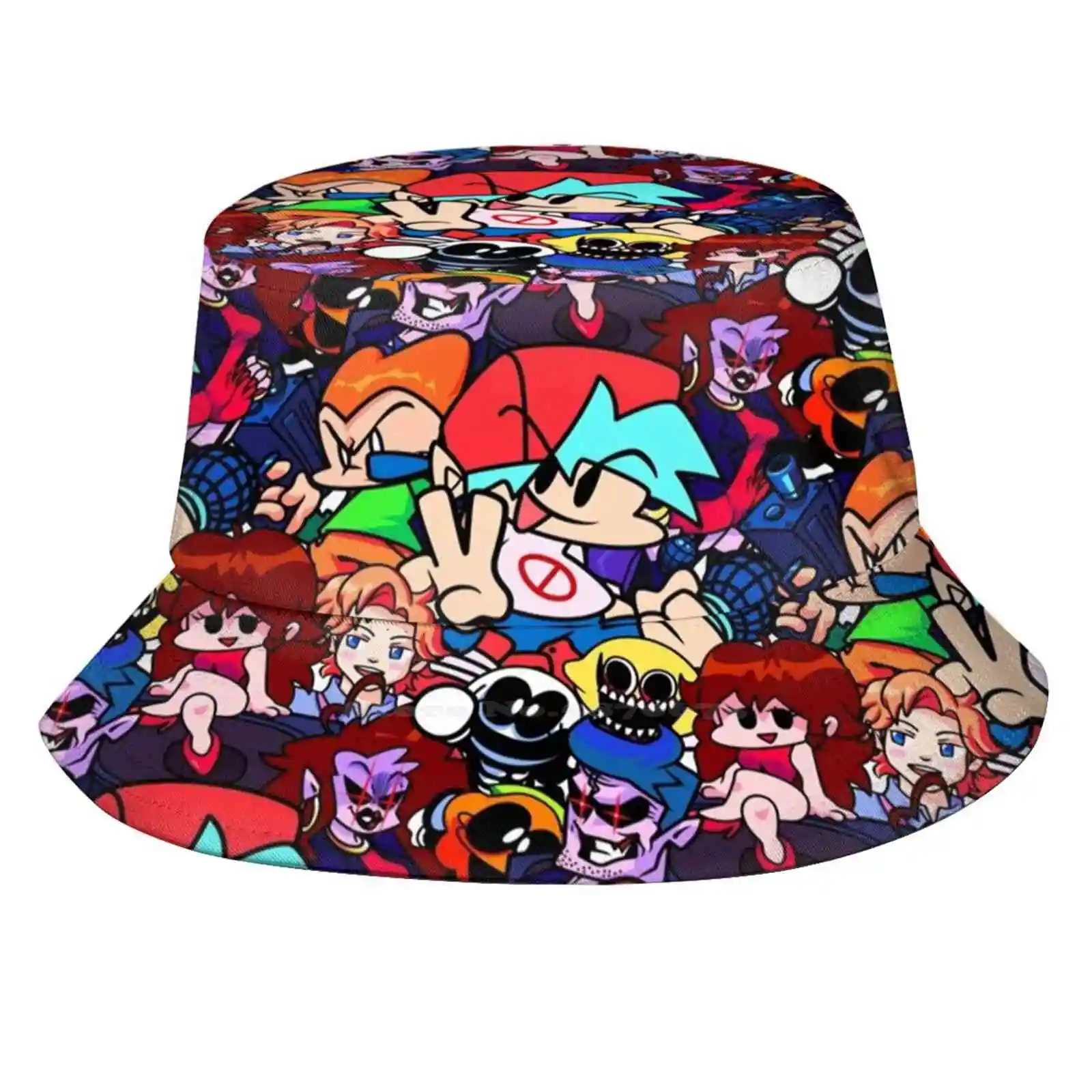 Friday Night Funkin Collage Uv Protection Foldable Bucket Hats Women Men Boyfriend Keith Picos School Fnf Friday Night Funking