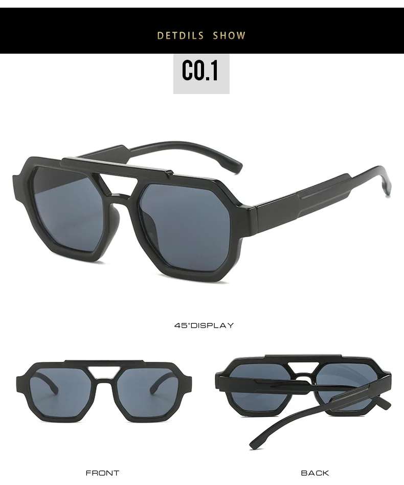 Mode Pilot Übergroße Sonnenbrille Für Frauen Neue Doppel Brücken Sonnenbrille Weibliche Retro Quadrat Leopard Lila Brillen Trendy – Detail 10