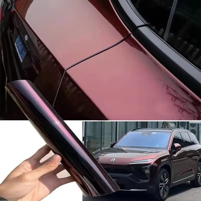 High Glossy PET Madeira Red vinyl wrap film gloss Chameleon Midnight Red chameleon vinyl wrap film for Motorcycle stickers view 3