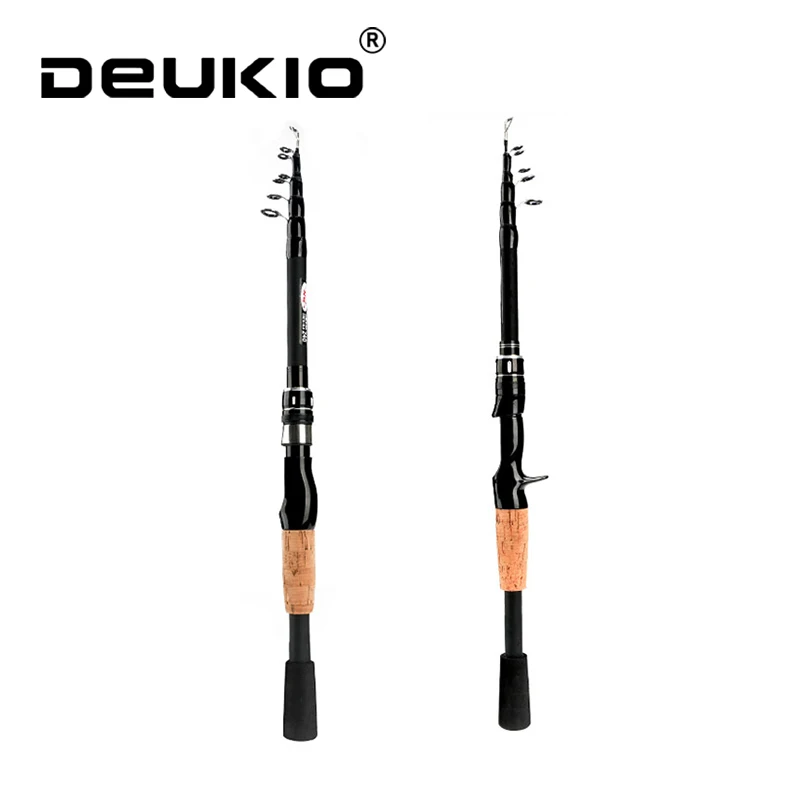 DEUKIO 2025 جديد تلسكوبي إغراء قضيب 2.1 متر 2.4 متر الكربون الغزل قضيب baitcast قصبة صيد خشبية مقبض خشبي صب صيد السمك