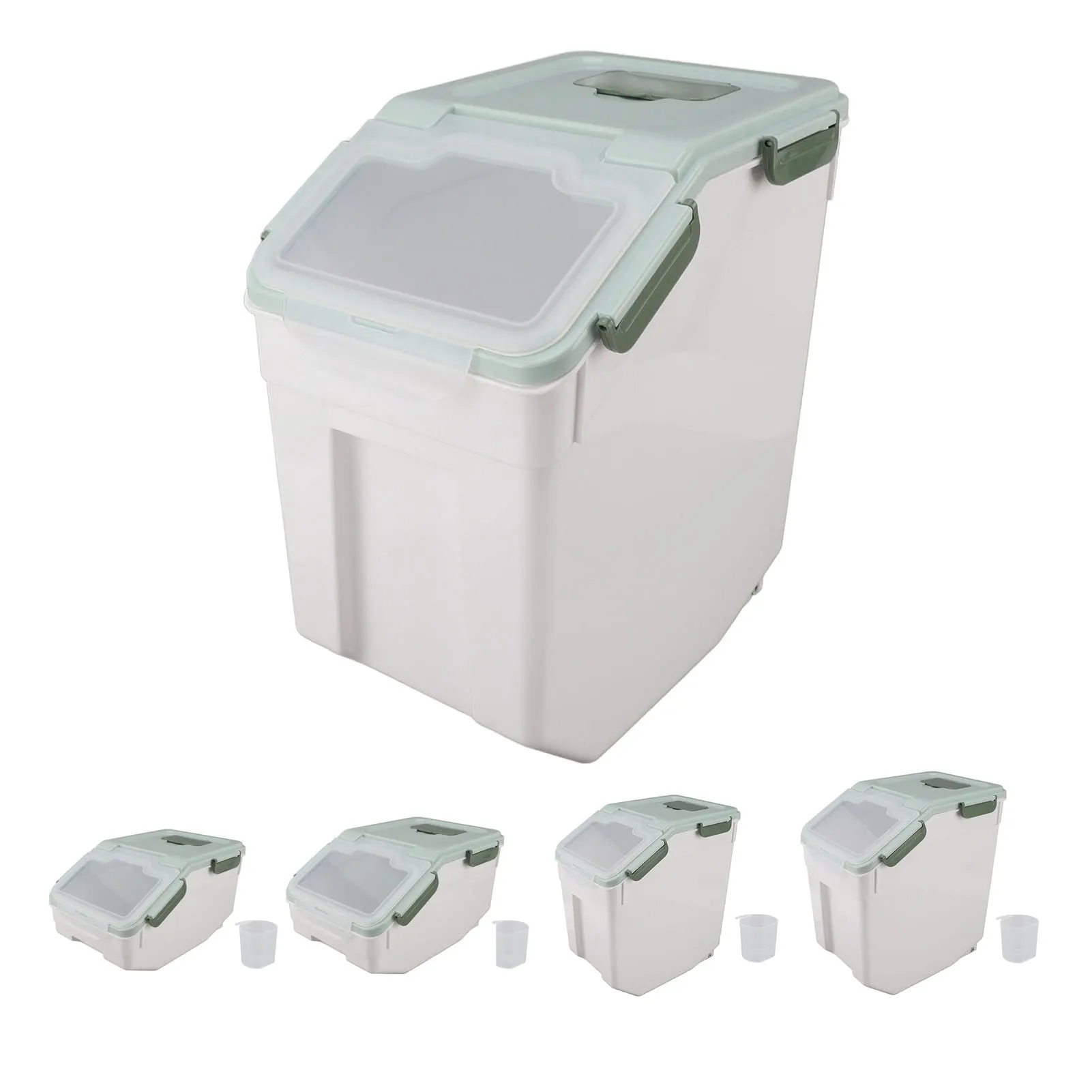 Airtight Rice Container Thickened Rice Storage Bin with Easy Open Lid for Kitchen Grain Flour Snacks Mint Green Rice Storage Bin