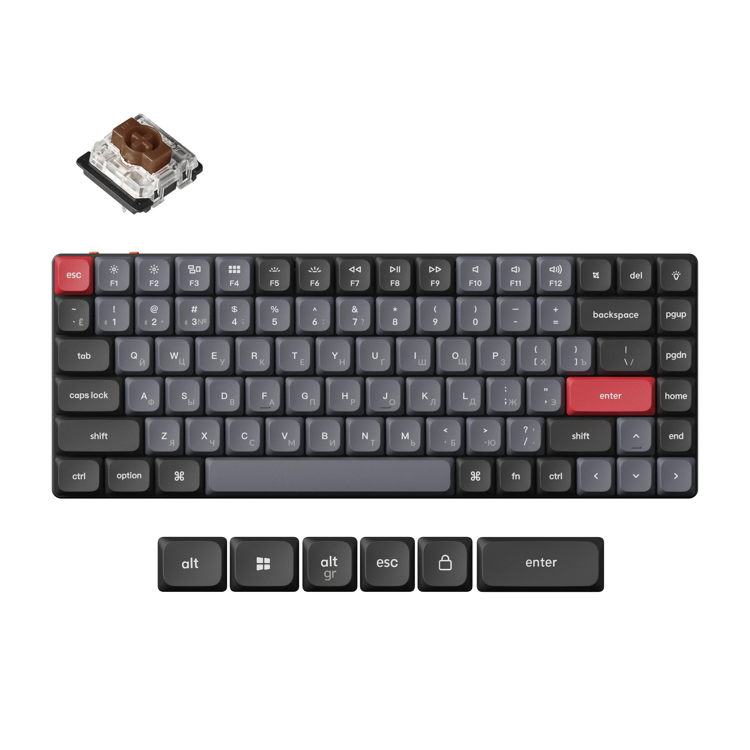 Keychron K3 Pro QMK Russian Layout Wireless Mechanical Keyboard PBT Keycaps RGB Backlight Hot-Swappable Gateron Switch