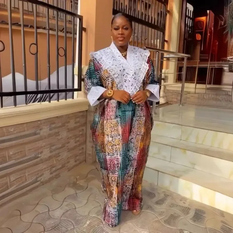 فستان حفلات أفريقي مطبوع لعام 2025 للنساء مقاس كبير رداء قفطان داشيكي صيفي ملابس نيجيرية أنقرة رداء دانتيل إسلامي تركي #2