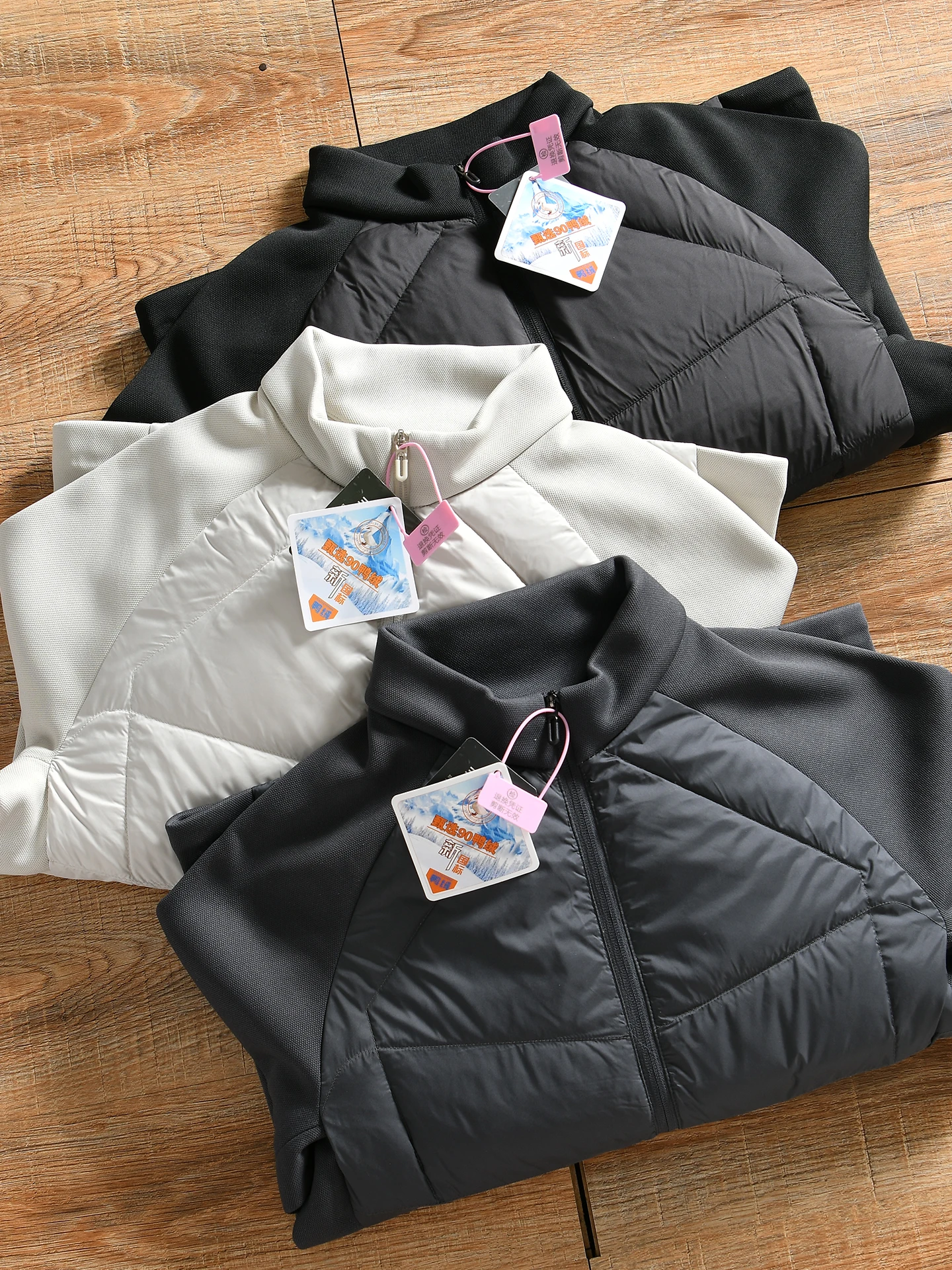 High Looseness 90 Duck down Patchwork Sleeve Men's Outdoor Sports Casual Stand Collar down Jacket Coat Polyester Fiber