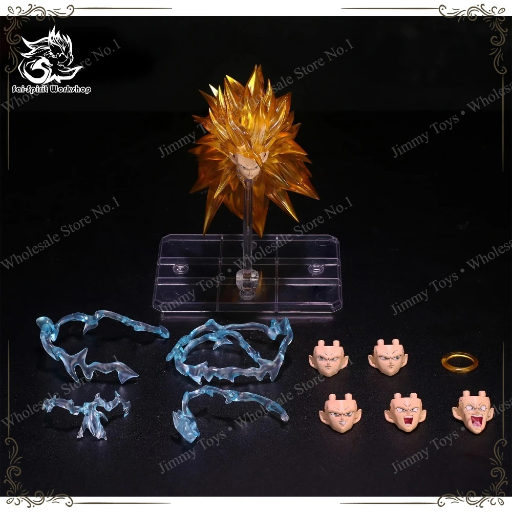 SSW Studio Sai-Spirit Workshop Son Goku Kopf-Zubehör Dragon Ball SHF SSJ3 Goku Kopfskulptur-Set Anime Actionfiguren Modell