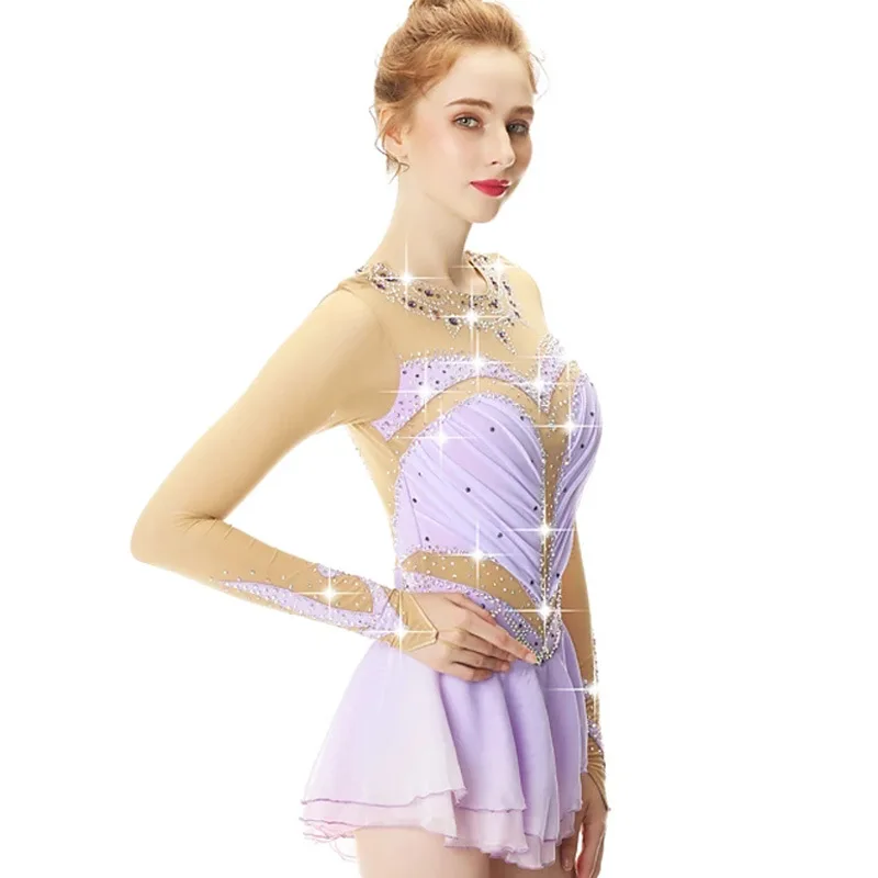 Liuhuo Figure Skating Performance Wear Customized Children Adult Girls Competition Grading Skirt Purple BD-H48