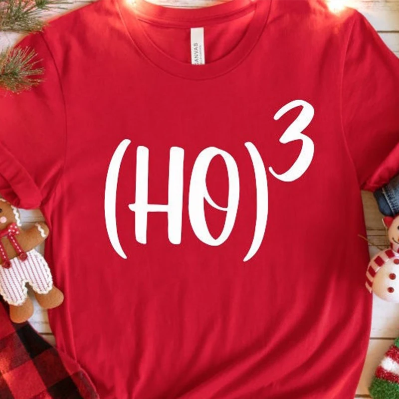 

Ho Ho Ho Merry Christmas Women T Shirts Cotton Short Sleeve Crewneck Graphic Tee Funny Red Black Colour Festival Clothes