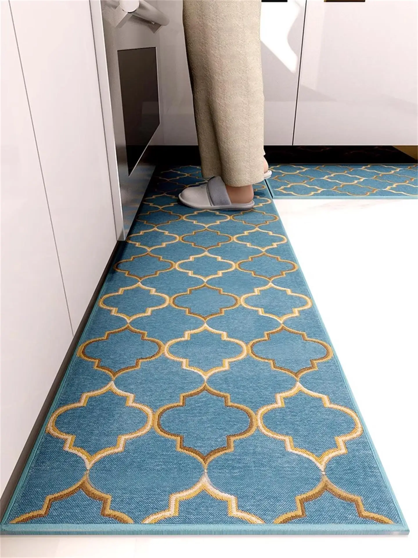 

Современный простой коврик для кухни, противоскользящий, впитывающий масло и воду, нелипкий, устойчивый к маслам, легко чистится, с геометрическим узором