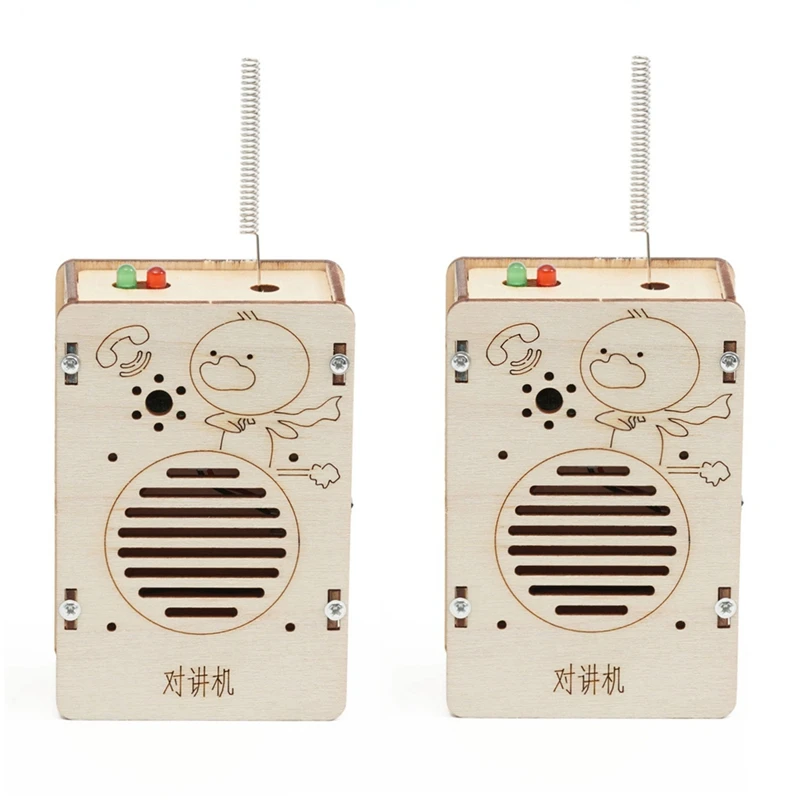 FBIL-2Pcs DIY Wireless Walkie-Talkie Model Science Toys Kids Experimental Tool Kit Learning Education Wooden Puzzle Games