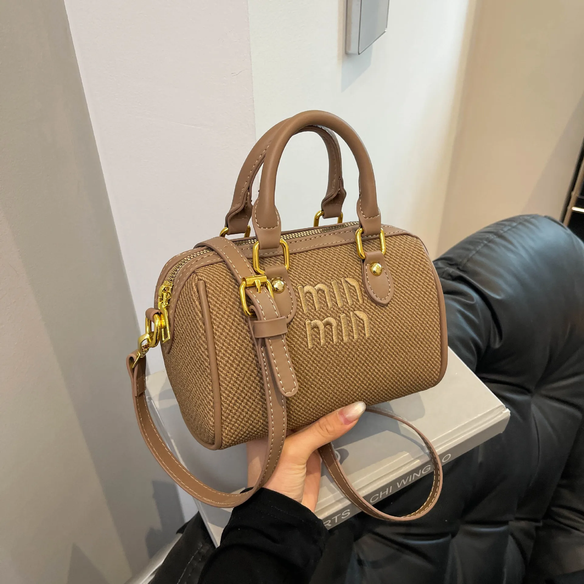 

2025 Style Monogram Tote Bag, Panel-Constructed Convertible Shoulder & Crossbody Purse for Women, Textured Vegan Leather Day