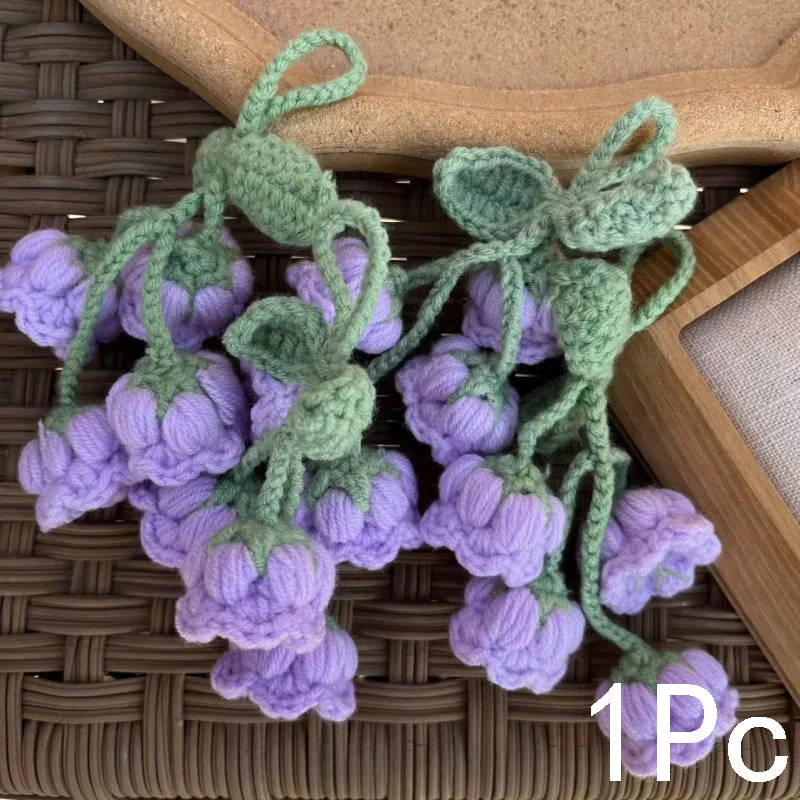 Colorful Handmade Knitted Wool Lily Of The Valley Keychain Cute Hand-woven Flower For Women Bag Purse Pendents Key Ring