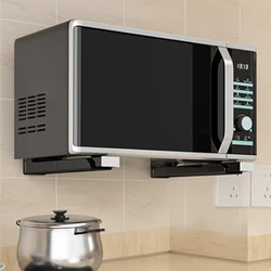 2Pcs Foldable Stainless Steel Microwave Oven Rack Wall Mounted Retractable Storage Rack Shelf Adjustable for Home Kitchen
