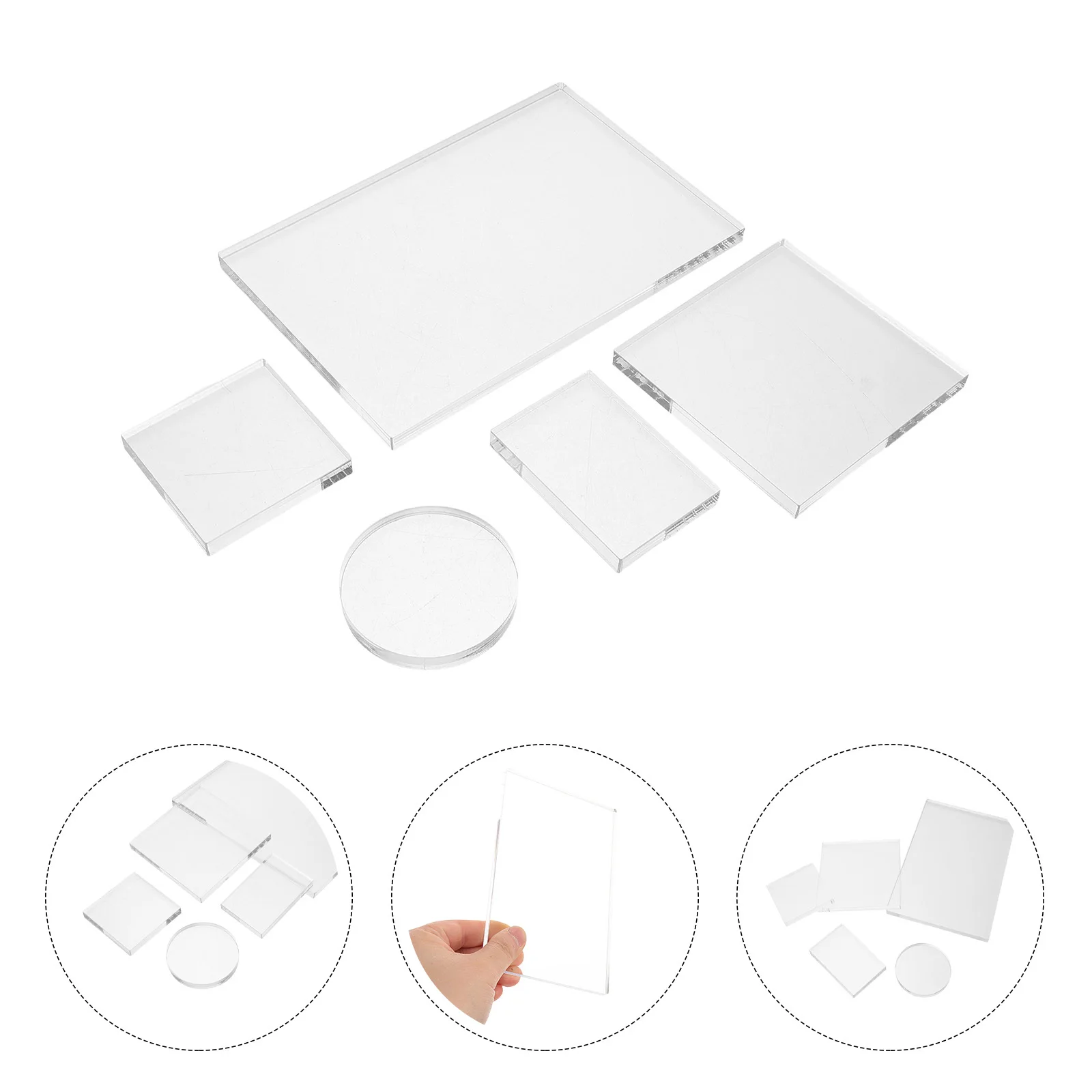 5Pcs Clear Acrylic Stamp Blocks Reusable Rubber Stamp Holder for Scrapbooking Card Making Journaling DIY Crafts
