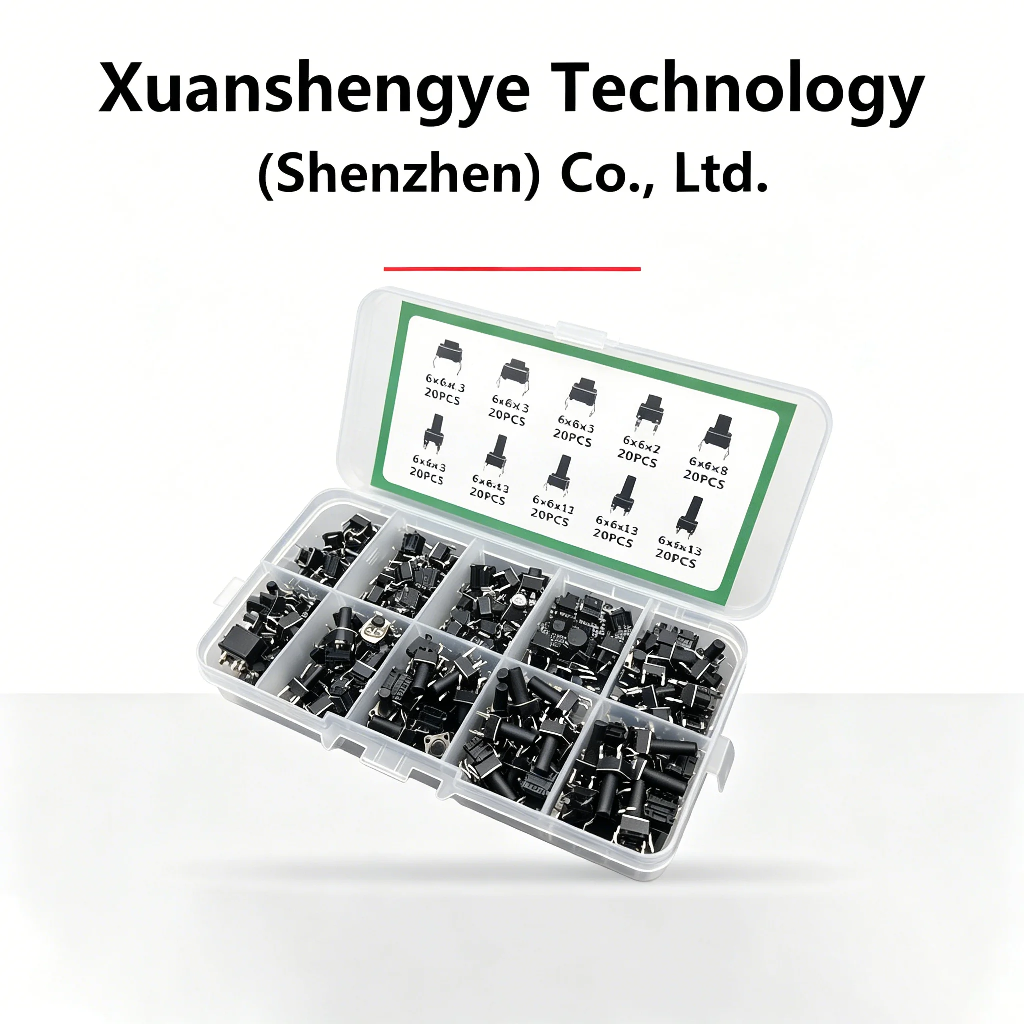 10 types, 200 pieces (6x6x4.3-13) tactile switch electrical repair button box kit