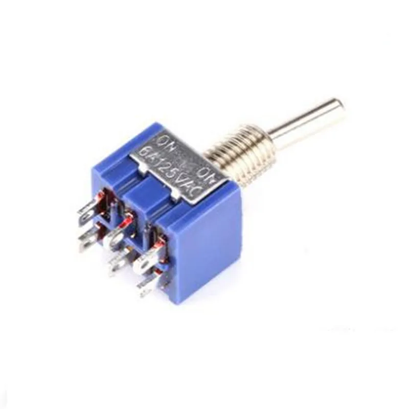 100pcs MTS202 Blue Toggle Switch DPDT Double Pole Double Throw 2 Positions ON-ON 250V 3A 125V 6A MTS-202