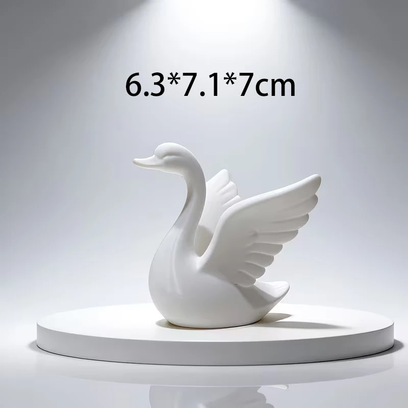 3D Printed Elegant White Swan Figurine Graceful Wing Design Minimal Desktop Ornament Modern Table Decor for Living Room