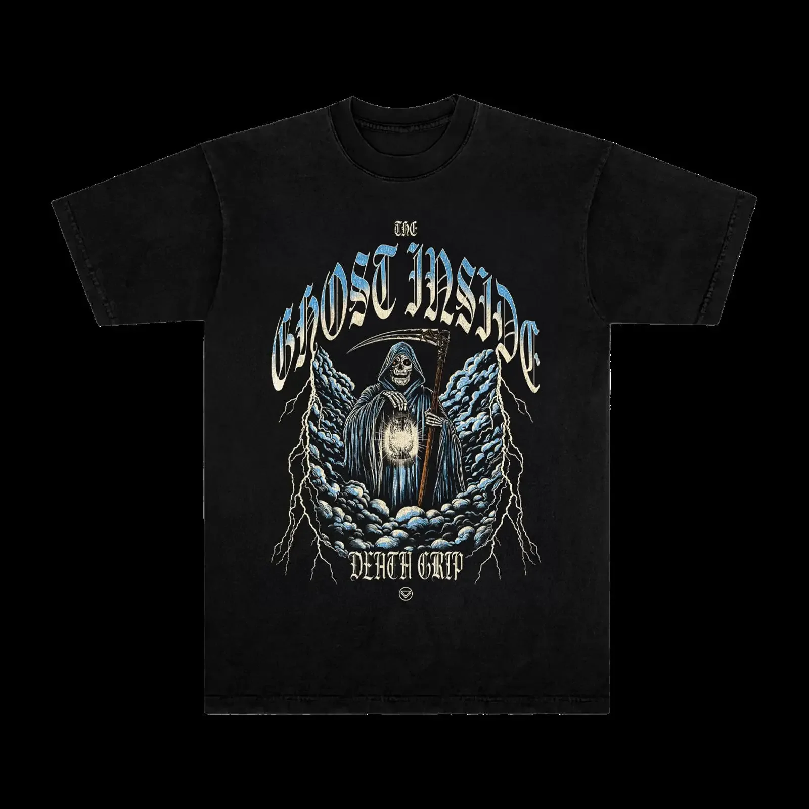 Death Grip Reaper T Shirt Black vintage Washed Slightly Casual streetwear Stylish Comfortable graphic Breathable