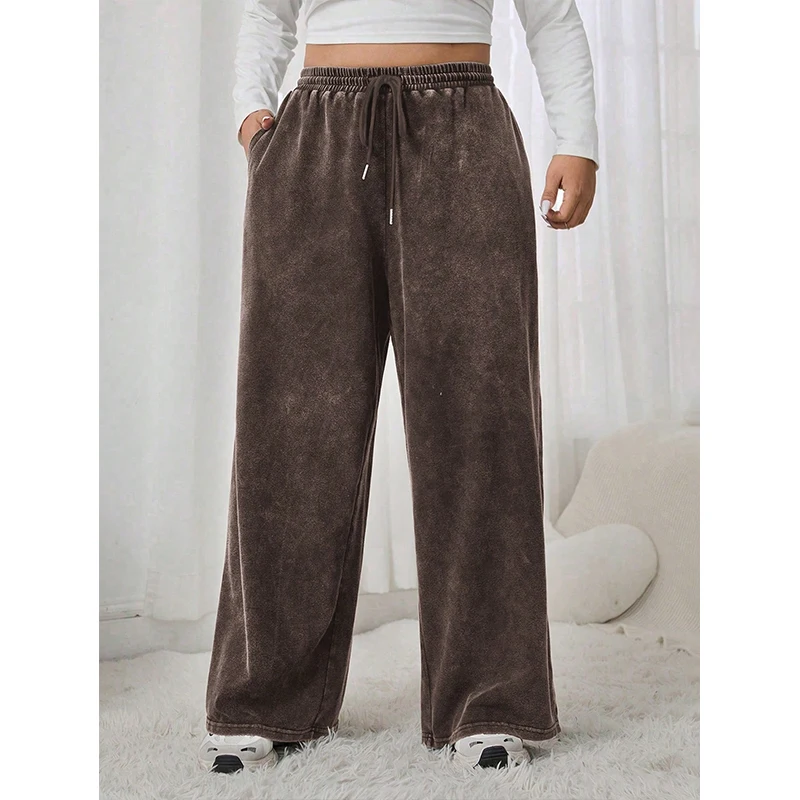 

Plus Size Women's Jeans Trousers Solid Colour Casual Corduroy Trousers Wide Legs Woman Trousers Winter Velvet Wide Legs Straigh