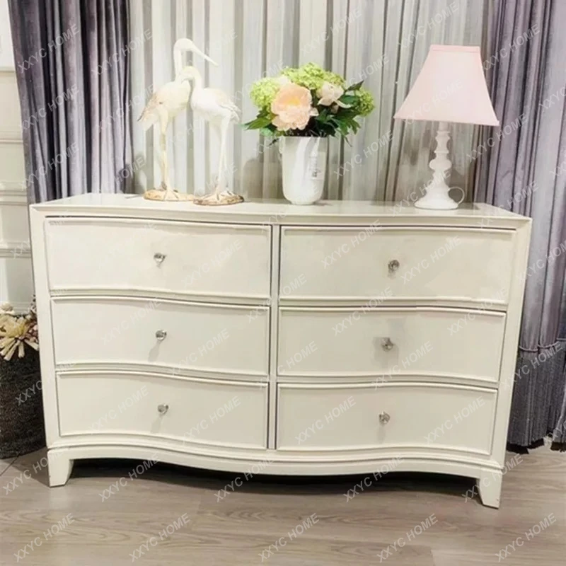 

Кремовый комод из массива дерева цвета слоновой кости, современный, простой, для гостиной, с ящиками для хранения