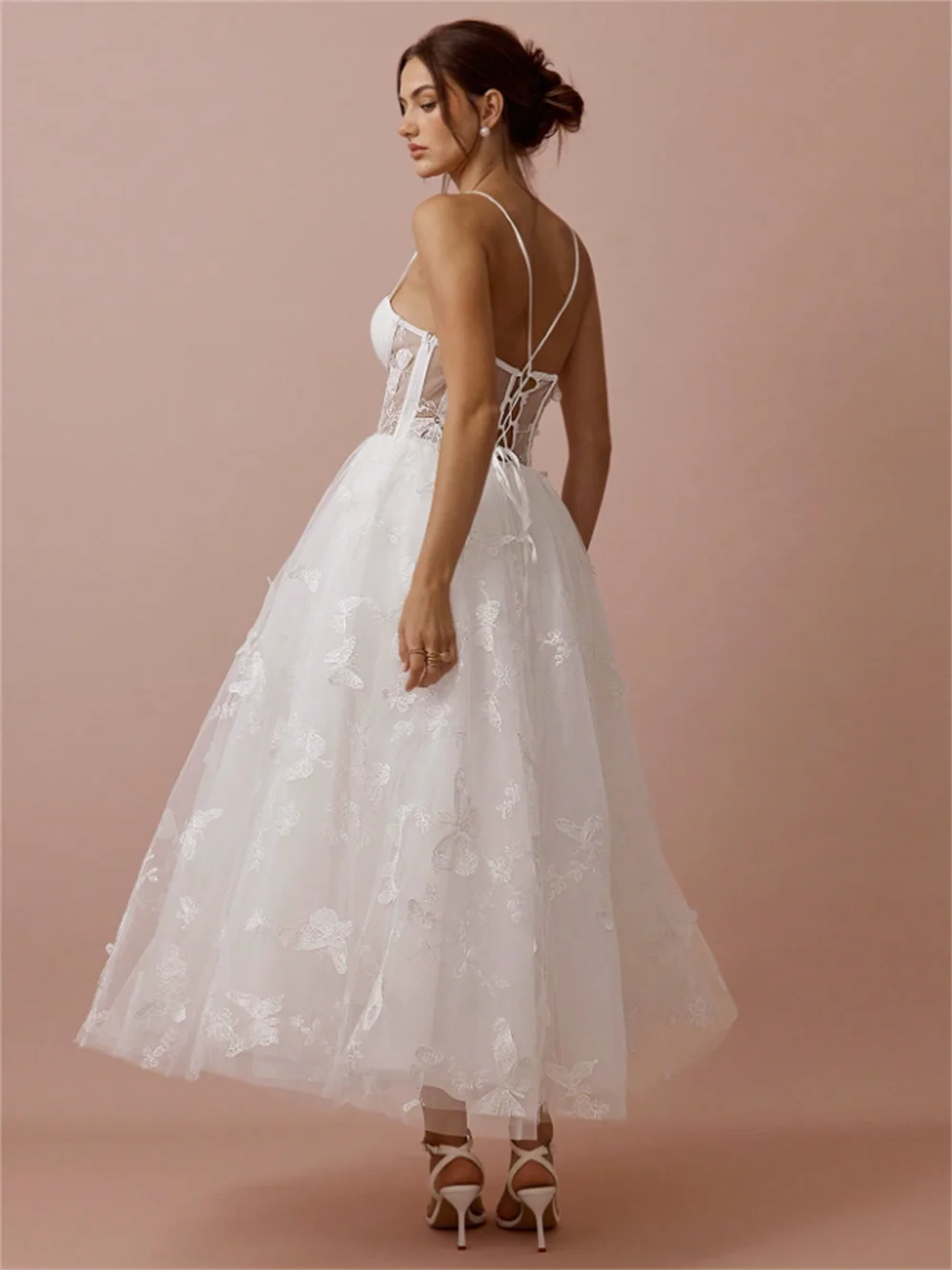 Wedding Dress Women's Spaghetti Straps A-Line Bride Dress Applique Pleated Bride Gowns Elegant Formal Elegant Princess Dresses