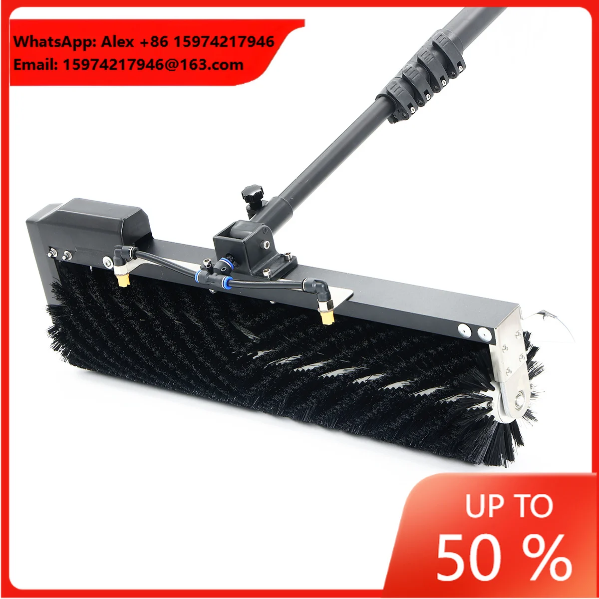 Solar Panel Cleaning Roller Brush 3.5m-7.5m Telescopic Aluminum Extension Rod Brushless Motor 10m Water Pipe 110V/220V Cleaning