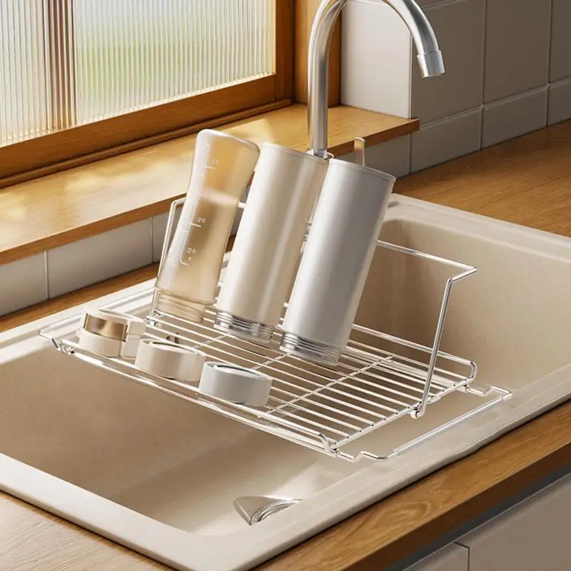 

Drying Rack for Dishes Dish Dryer Rack Kitchen Organizer Stainless Steel Strainer Extendable Utensil Holder Storage Organizer