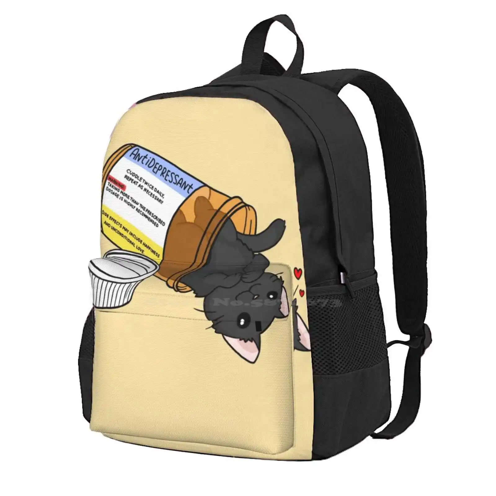 Kitty Antidepressant Love Medicine Hot Sale Schoolbag Backpack Fashion Bags Kitty Antidepressant Medicine Pill Drug Happy Cute