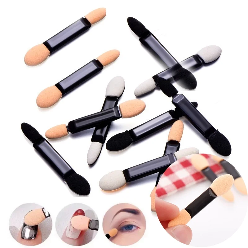 10/30/50/100Pcs Dual-Ended Eyeshadow Applicators Portable Makeup Sponge Brushes Multifunctional Nail Powder Brush Makeup Tools##