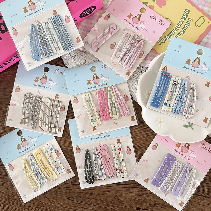 

Милые заколки для волос с принтом 2025 для женщин, девочек и детей: зажимы для челки, заколки-шпильки, аксессуары, украшения для волос, головные уборы