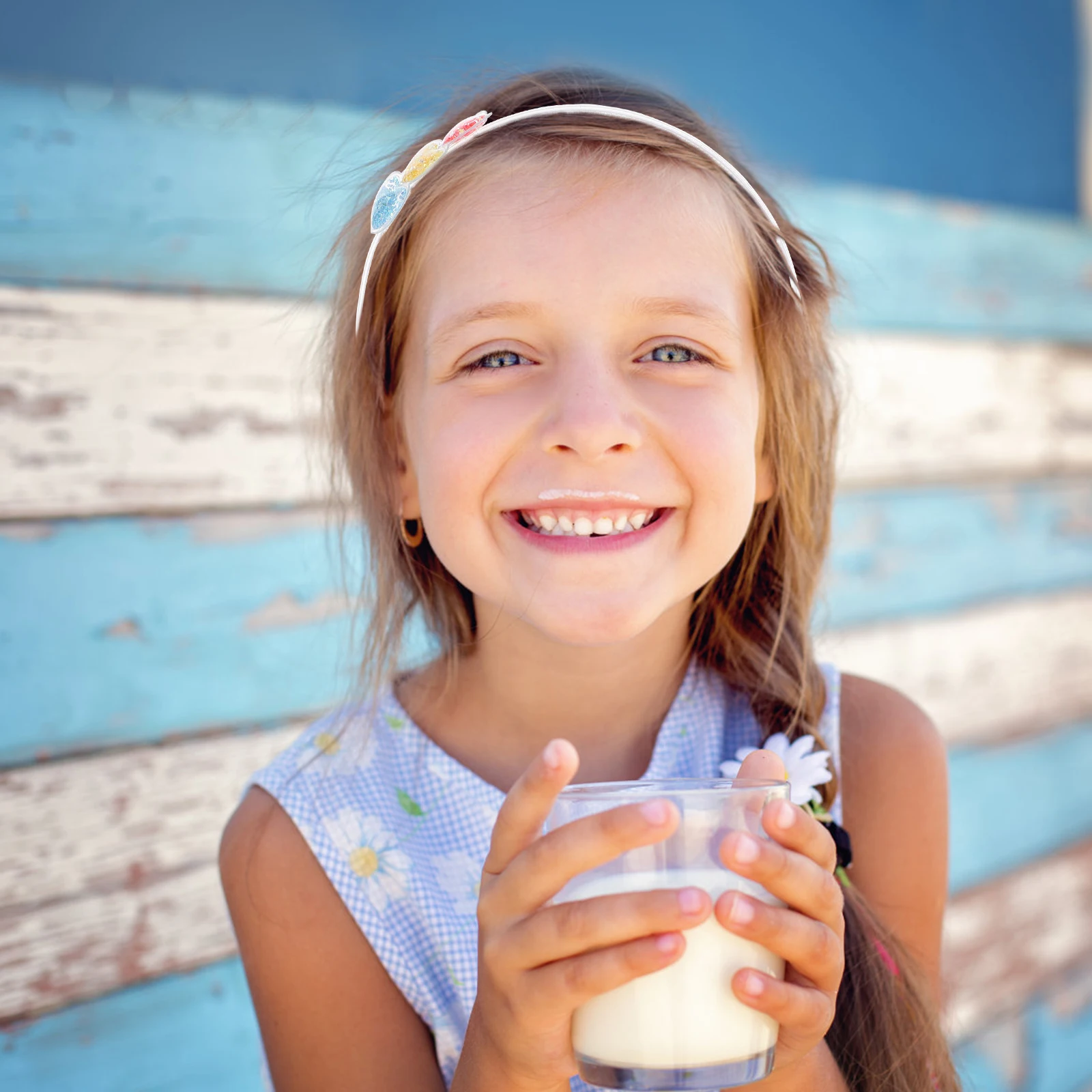 

5pcs Heart Shape Hairband Transparent Candy Color Quicksand Lightweight Decorative For Birthday Valentine Carnival Party