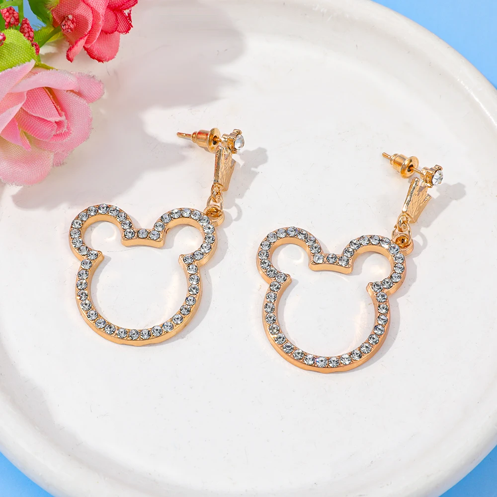 أقراط متدلية لطيفة على شكل ميكي ماوس للنساء مع كريستالات على شكل تاج قلادة أنيمي مجوهرات كورية فاخرة هدية ساحرة 2026 #2