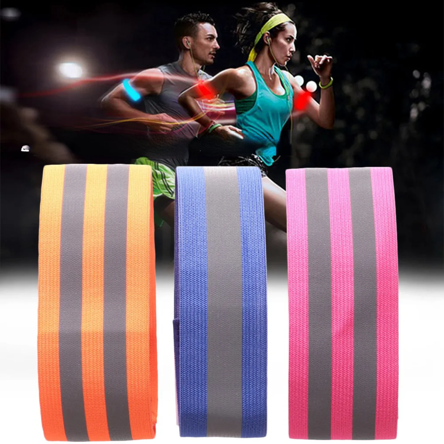 1  Cycling Reflective Strips Outdoor Running Warning Wristband Safety Armband Bicycle Bind Pants Hand Leg Strap Sports Tape