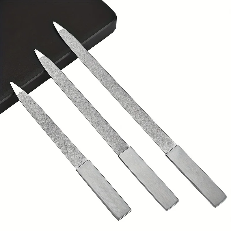 3 قطعة مبرد أظافر من الفولاذ المقاوم للصدأ مزدوج الجانب ملف أظافر عازلة ملف معدني أظافر أظافر ملفات مانيكير للصالون والمنزل