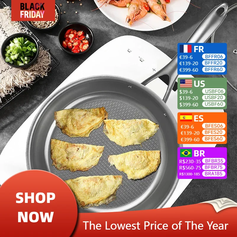 

Titanium frying pan 26cm 2.2L steak honeycomb frying pan non-stick titanium pan induction cooker Gas stove universal kitchenware