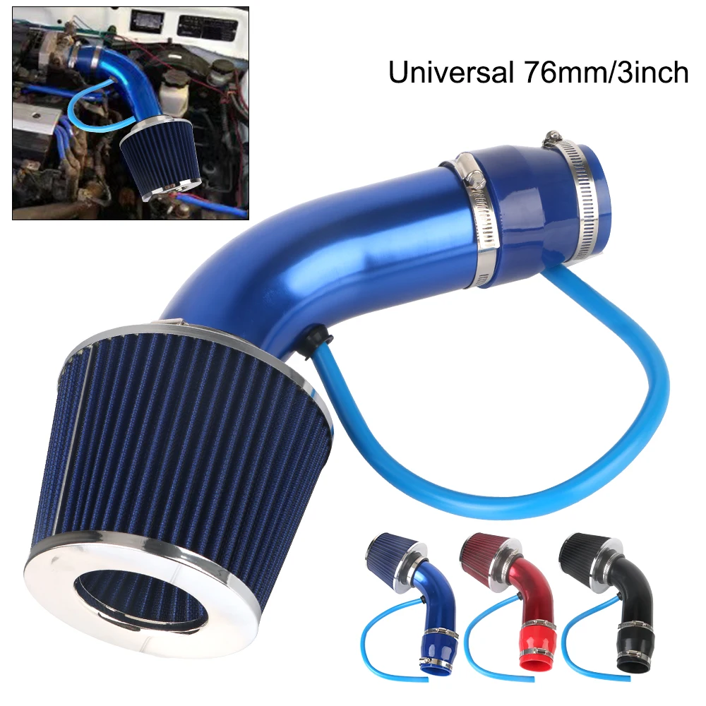 76mm 3Inch Car Air Filter Hose Set Air Intake System Parts With Auto Fasteners Rings Aluminum Automotive Accessories Universal