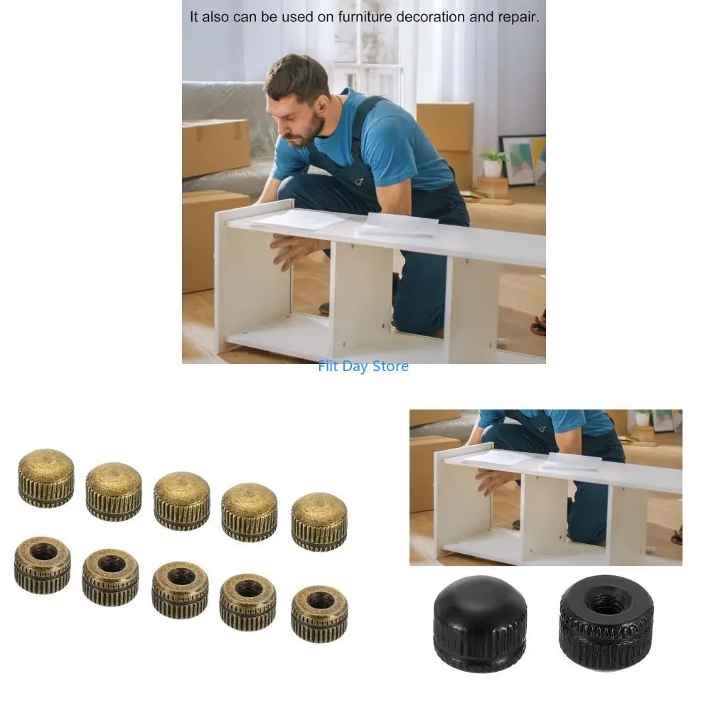 F92C Screw Cap Female-Thread Fixture Hardware, 10-Piece 4mm Knurled Fastener Pack