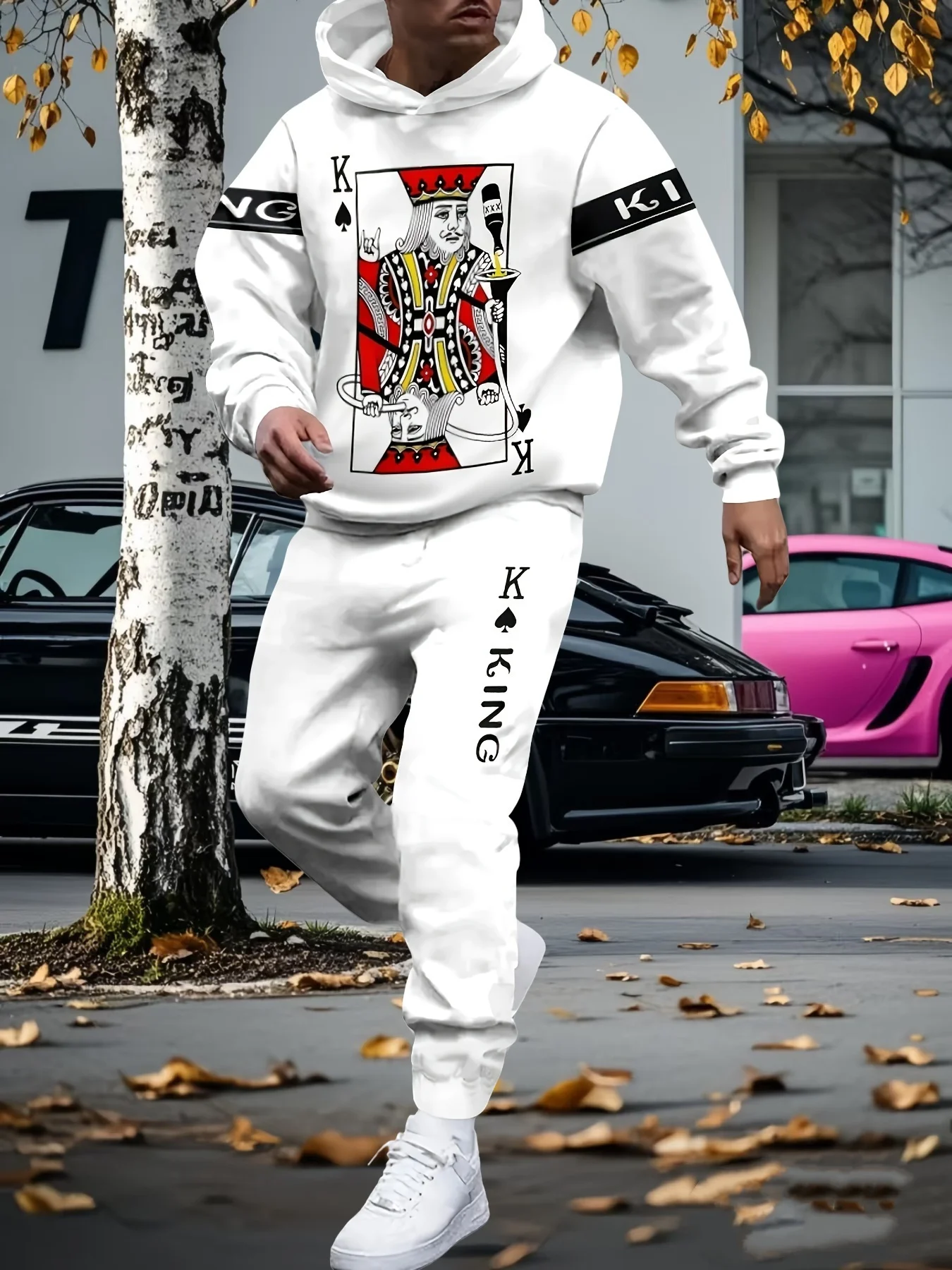 

2025 Hot Sale Autumn and Winter Men's Casual Hoodie Set Stylish Simple Color Matching Printing Sports Comfortable Fitness Set