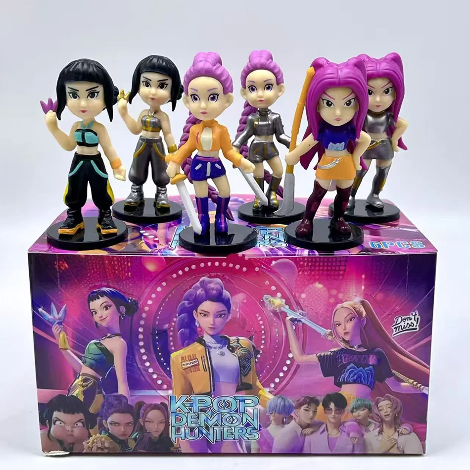 6pcs/Set Kpop Demon Hunters Action Figure Toy Derpys Tiger Rumi Mira Zoey Sussy Figurine Doll Fans Gift 2026 Christmas Gift Toys