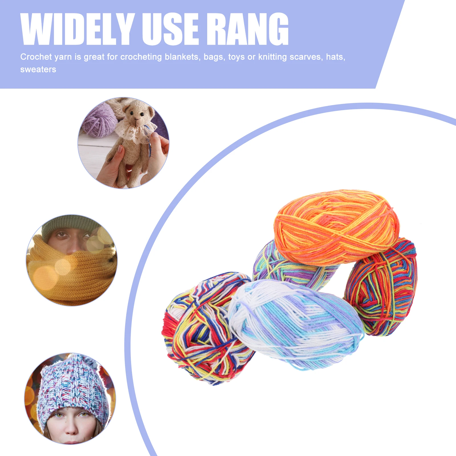 

10 Rolls Multicolor Crochet Yarn Cotton Thread for Knitting Craft Project Soft Comfortable Yarn for Blankets Scarves Hats
