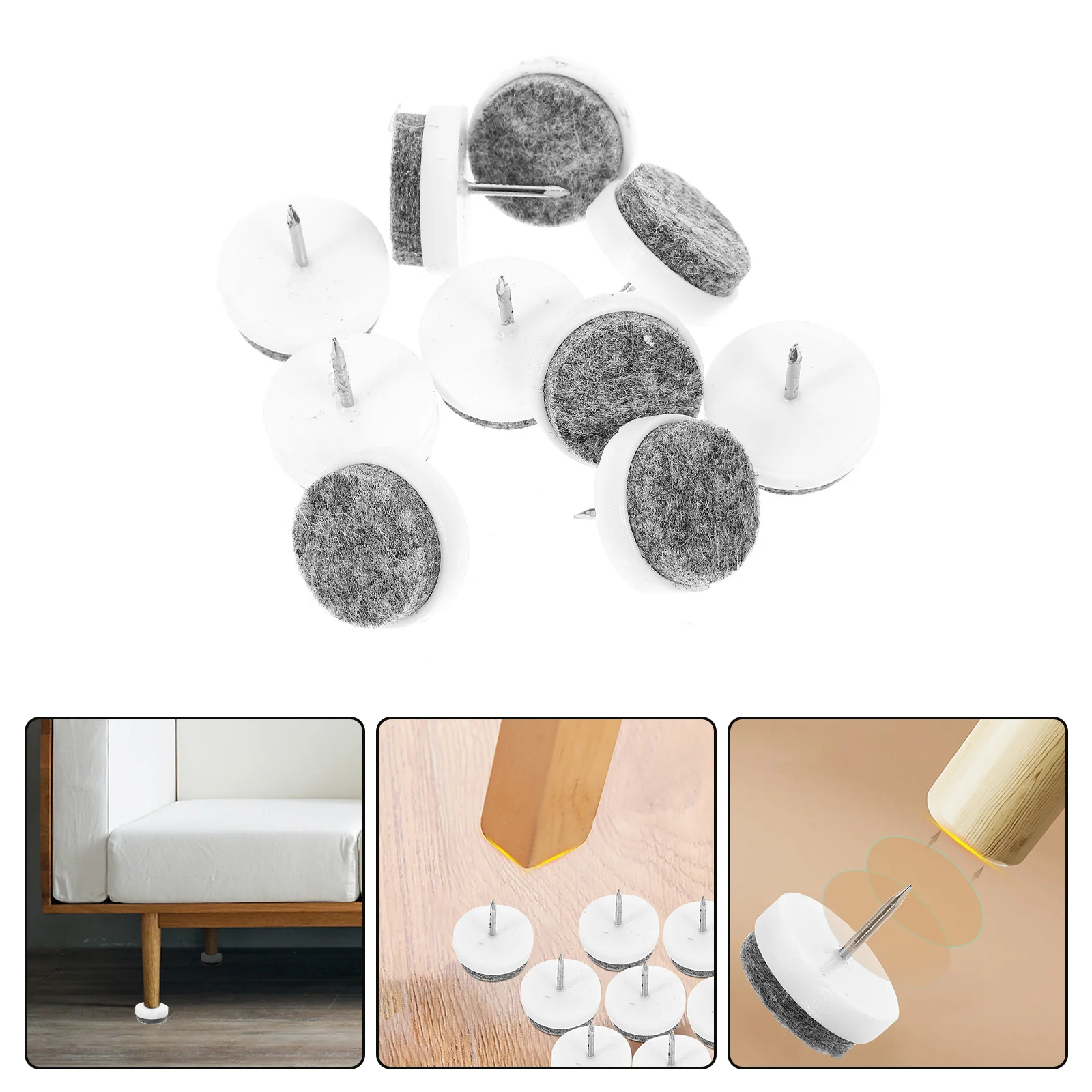 

10 Pcs Felt Furniture Pads Vanity Chairs Plastic Feet Floor Protectors Leg Round for Nail Table Glides Carpeted Floors Audio