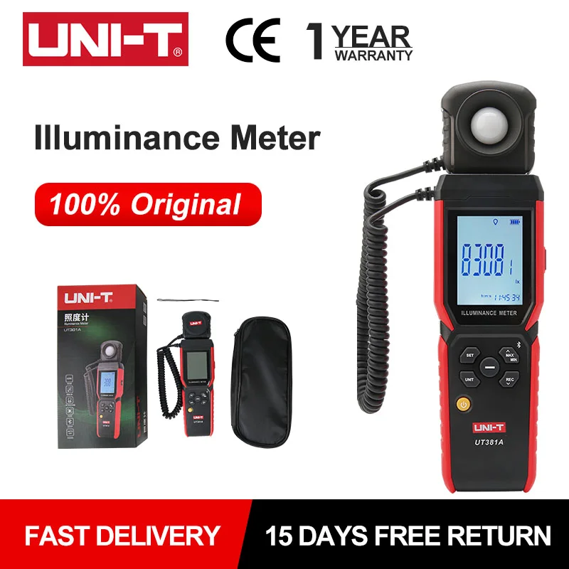 

UNI-T Digital Light Meter UT381A 400000 lx Safe Reliable Luxometer Illuminometer With Bluetooth APP Color Correction Coefficient