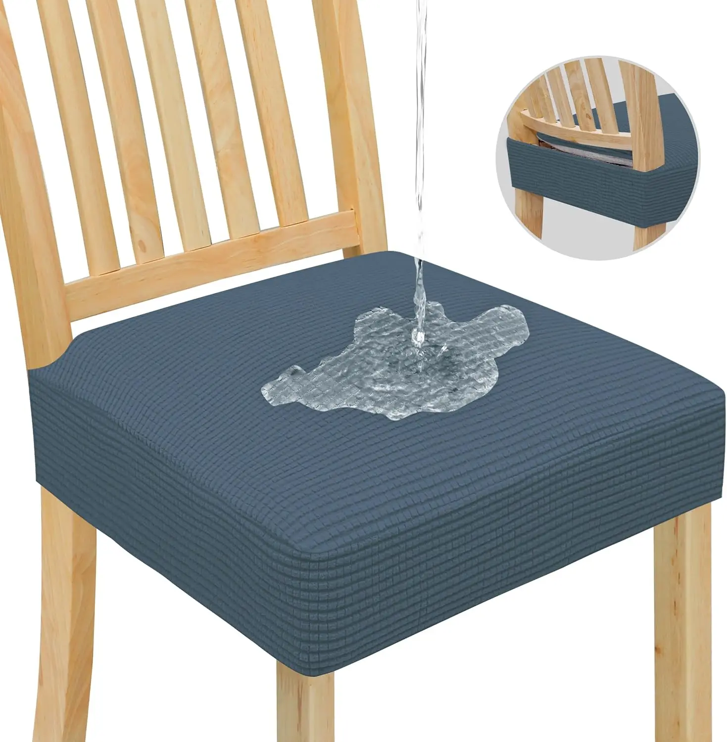 

100% Waterproof Seat Covers For Dining Room Chairs, Stretch Jacquard Chair Seat Slipcovers Removable And Washable Kitchen