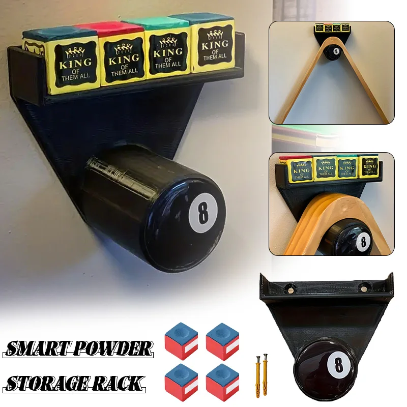 

Billiard/Snooker Wall Mount Storage Rack +4 Chalks - Triangle Holder | Gift for Billiards Lovers