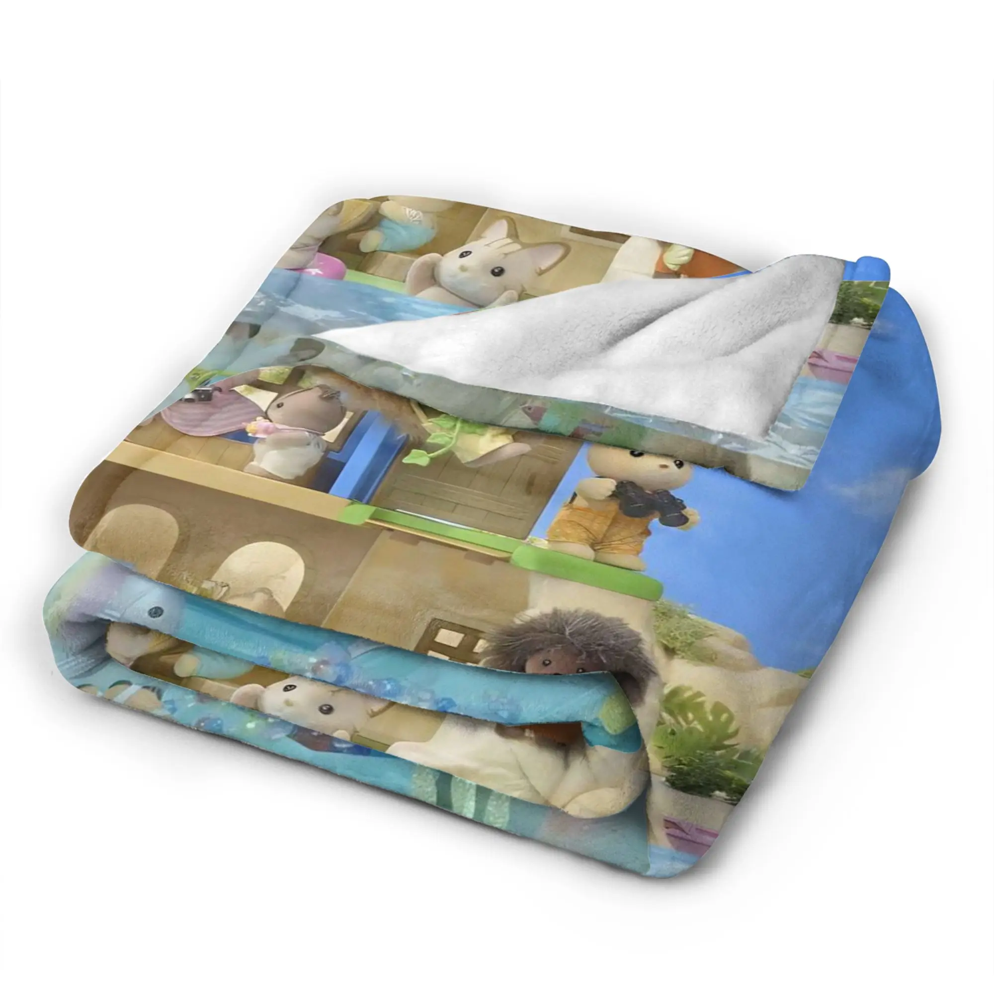 Sylvanian Families Plush Blanket Kids Adult  Flannel Throw Blanket For Home Decor Super Warm Custom DIY Quality Bedspread Gift