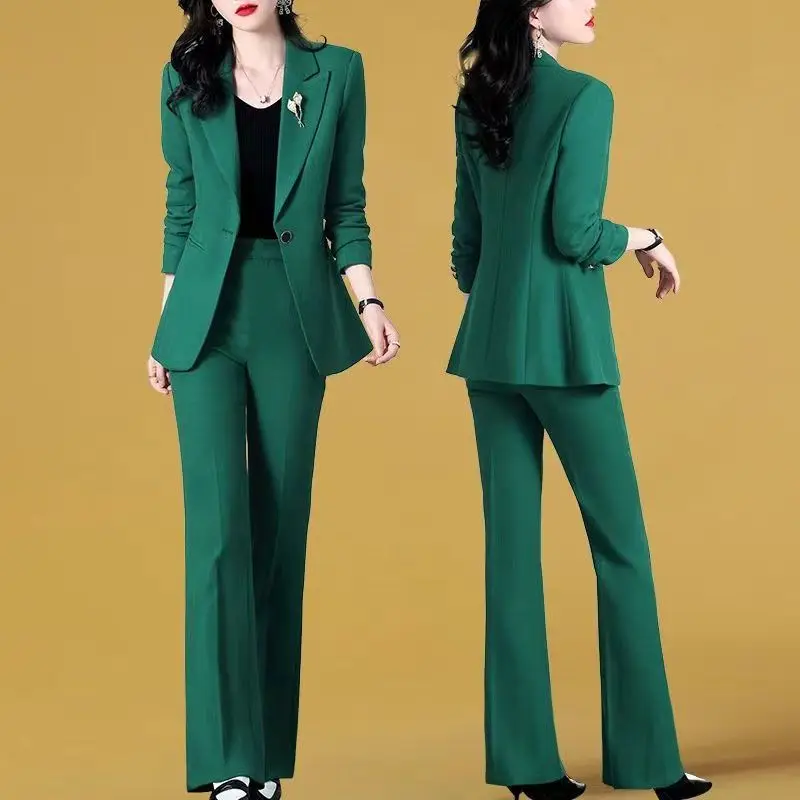 2023 Spring New Thin Jacket Casual Trousers Two-piece Elegant Women Pants Suit Manager Office Outfits Fashion Blazer Pant Style