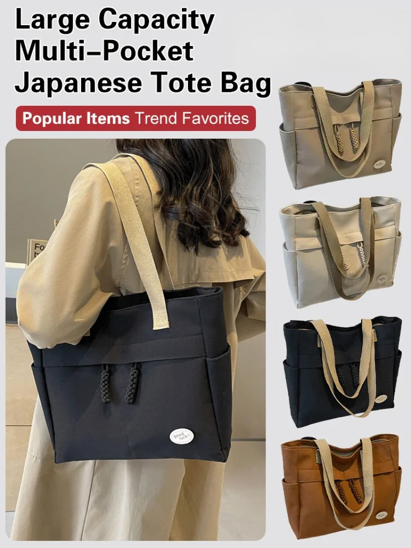 Japanese tote bag female foreign large-capacity canvas bag 2024 new tide net red fashion senior niche shoulder bag