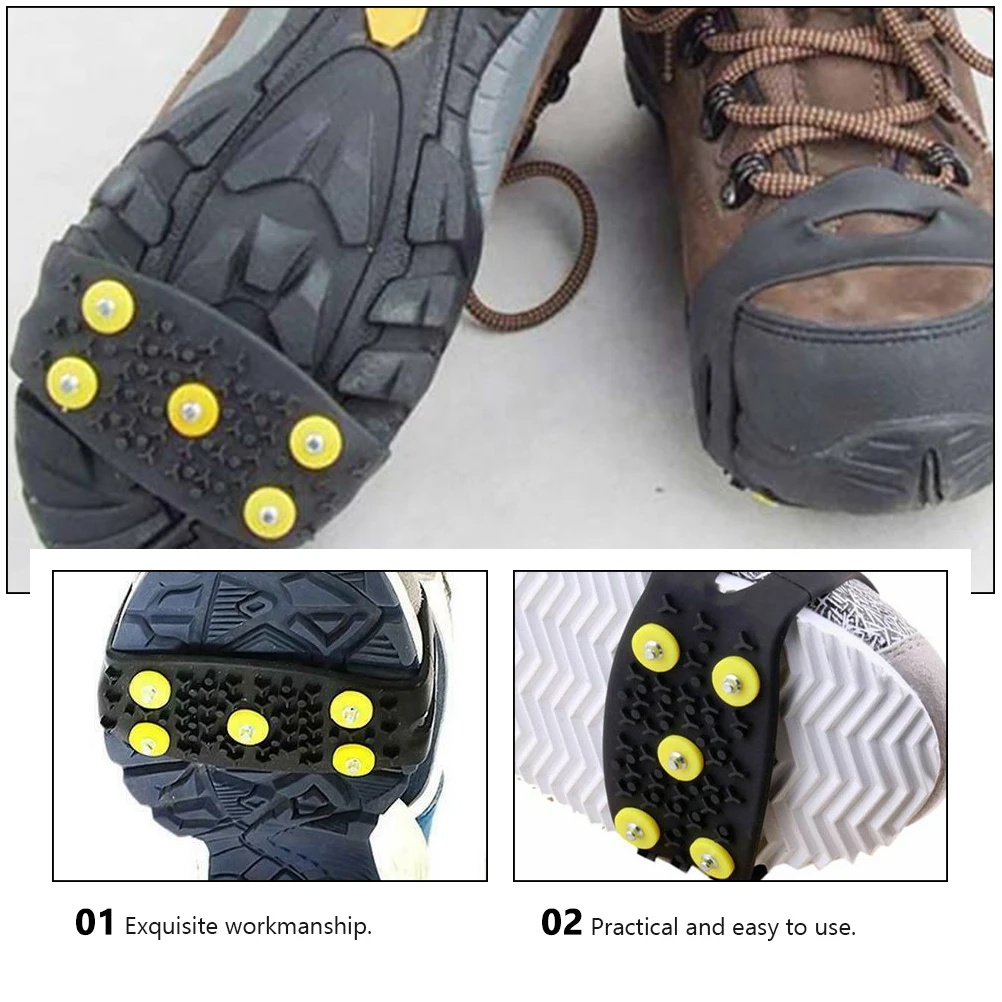 

5 Stud Non slip Shoe Covers Pure Silica Gel Climbing Anti slip Spikes Black Lightweight Comfortable Suitable for for Camping