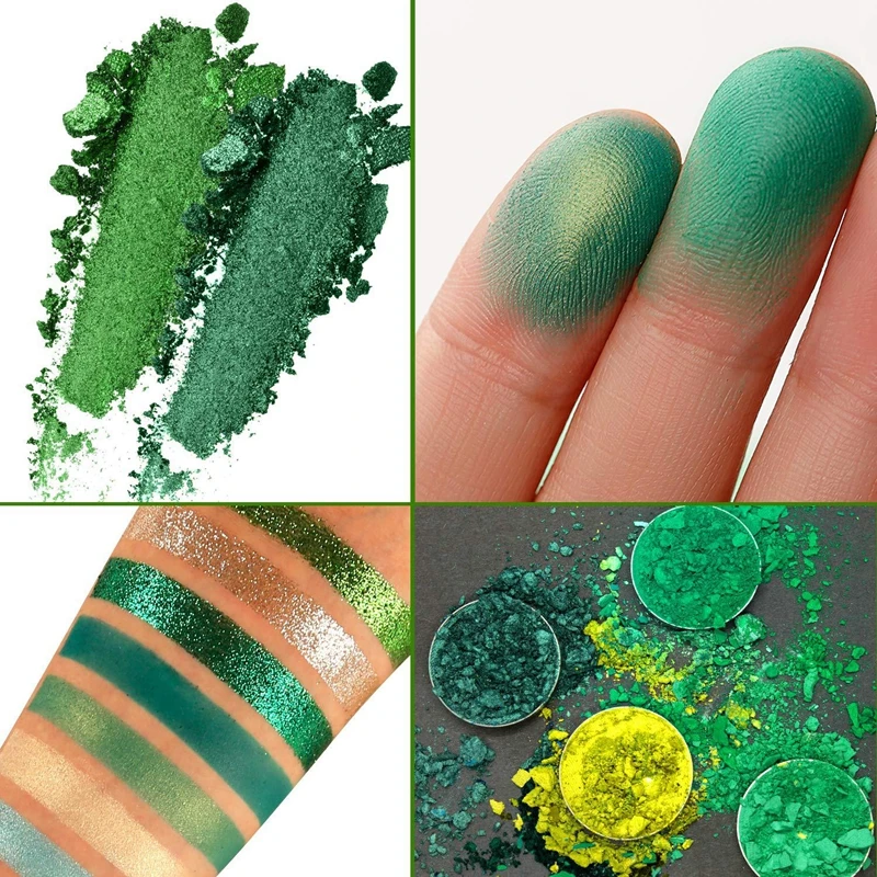 Groen/Blauw Oogschaduwpalet 15 Kleuren Glitter Gezicht Oogschaduw Multifunctionele Glinsterende Pigmentcrème Festival Make-Up Tools