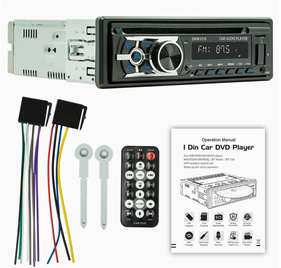 SWM 5015 Car Radio Stereo Player CD/VCD/DVD Digital Bluetooth MP3 Player FM Audio Stereo Music USB/SD with Built-in AUX Input