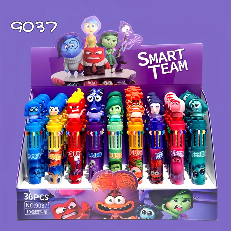 

6/36pcs Anime New Inside Out Ten-Color Ballpoint Pen Student Cute Cartoon Multi-Color Handbook Pen Press Oil Paint Pen Gift